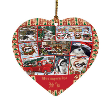 Love is Being Owned Christmas Shih Tzu Dogs Heart Christmas Ornament HPOR57884