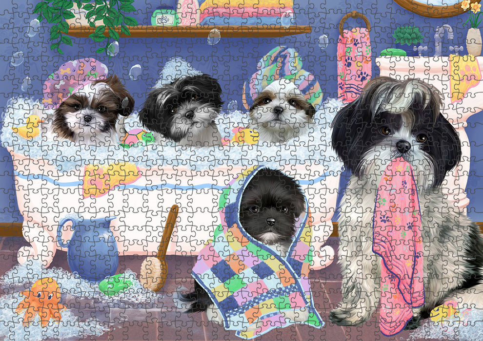 Rub A Dub Dogs In A Tub Shih Tzus Dog Puzzle with Photo Tin PUZL95496