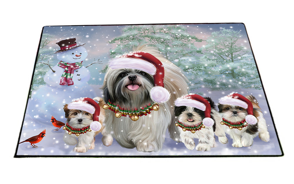 Christmas Running Family Shih Tzus Dog Floormat FLMS53718