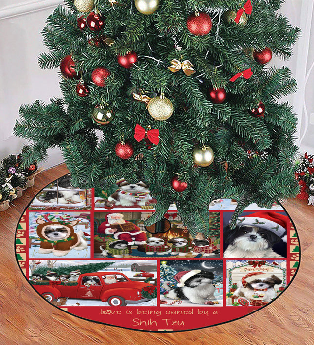 Love is Being Owned Christmas Shih Tzu Dogs Tree Skirt