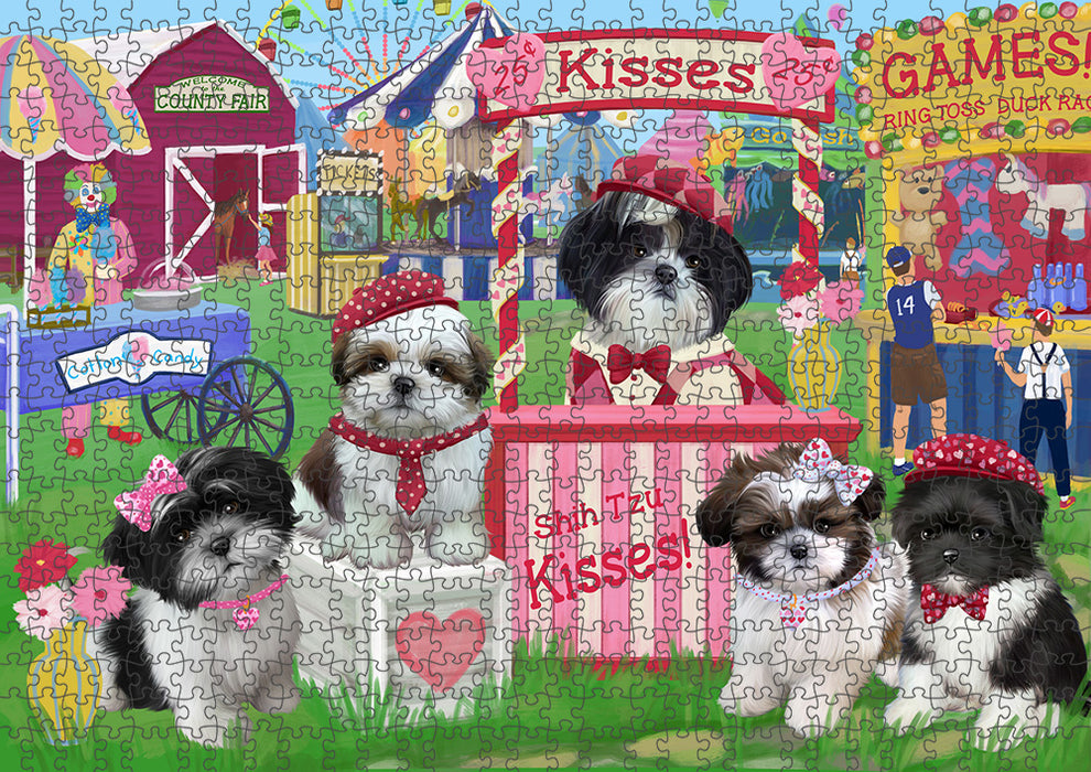 Carnival Kissing Booth Shih Tzus Dog Puzzle with Photo Tin PUZL91912