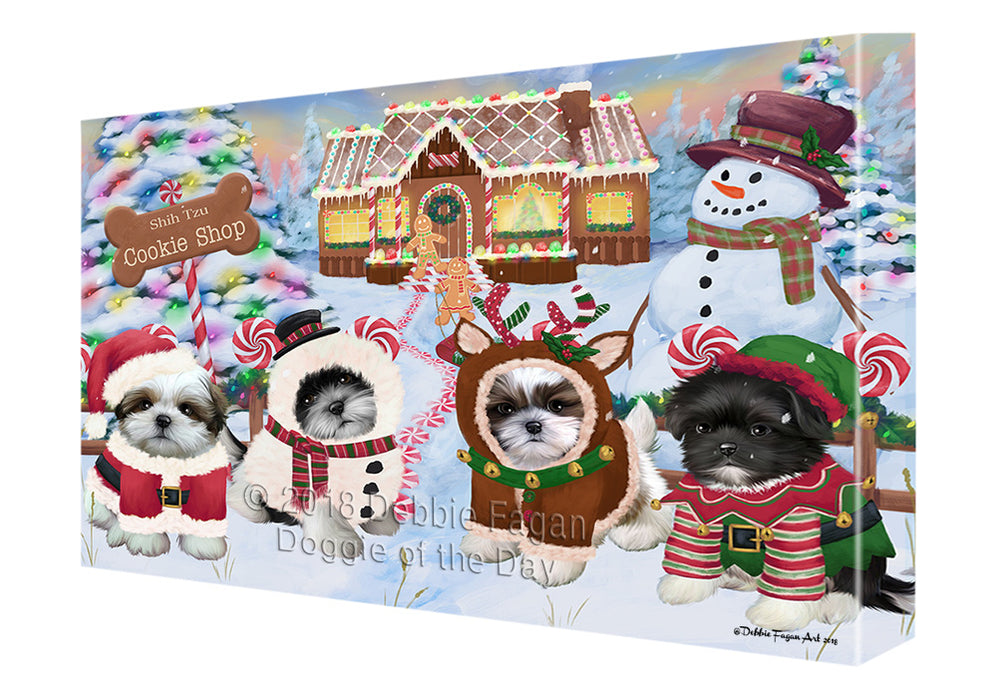 Holiday Gingerbread Cookie Shop Shih Tzus Dog Canvas Print Wall Art Décor CVS131813
