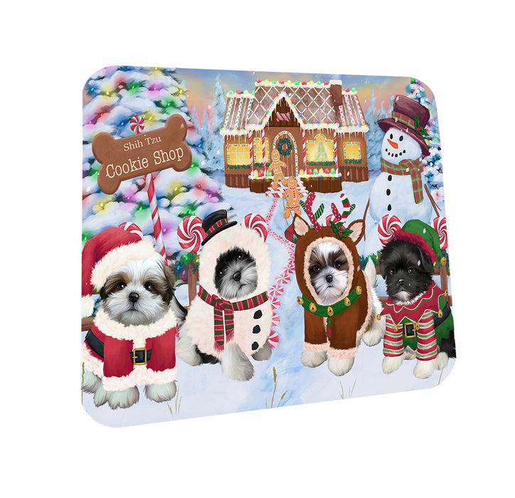 Holiday Gingerbread Cookie Shop Shih Tzus Dog Coasters Set of 4 CST56579