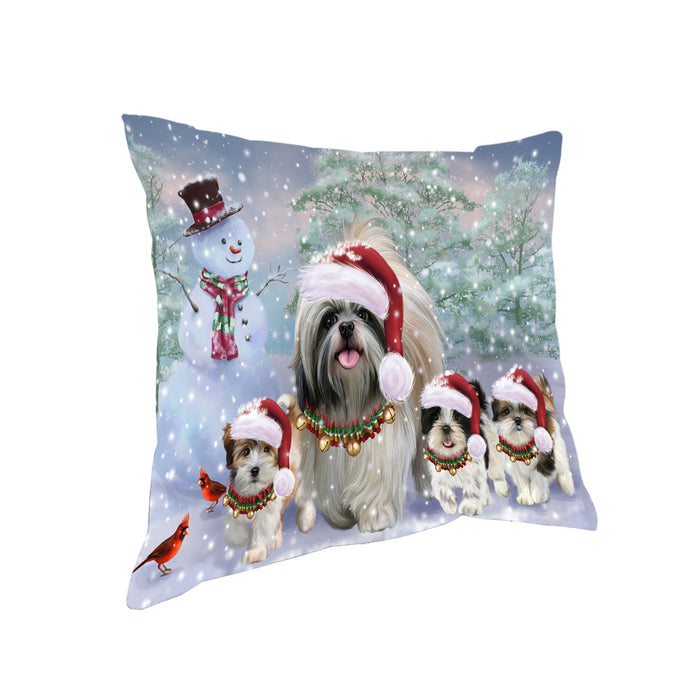 Christmas Running Family Shih Tzus Dog Pillow PIL80860