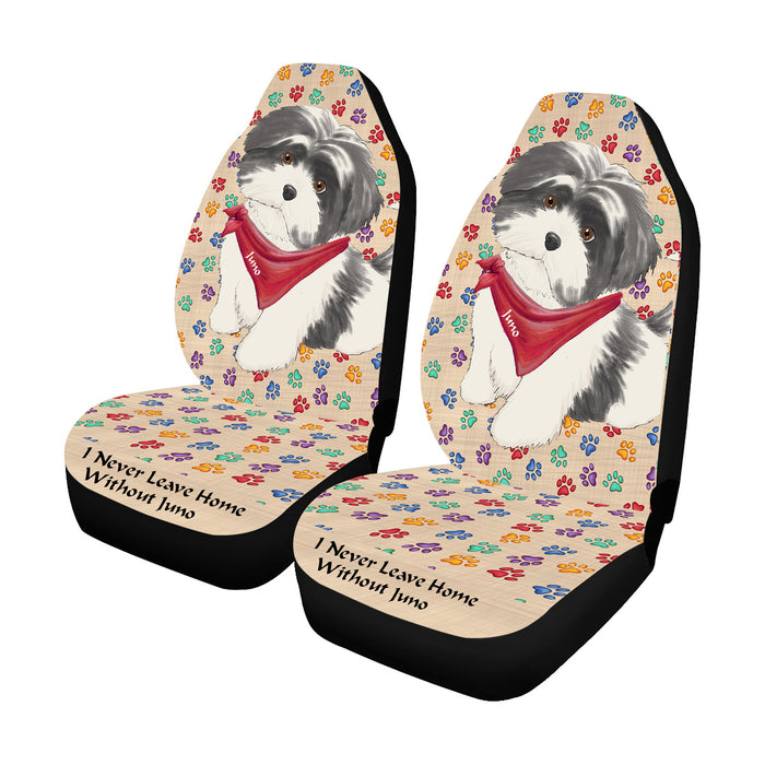 Personalized I Never Leave Home Paw Print Shih Tzu Dogs Pet Front Car Seat Cover (Set of 2)