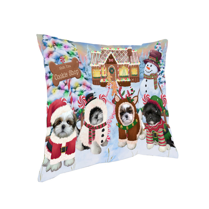 Holiday Gingerbread Cookie Shop Shih Tzus Dog Pillow PIL80776
