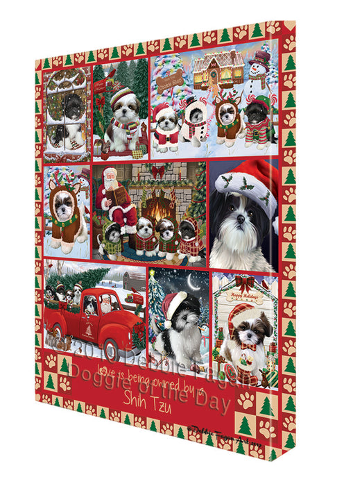 Love is Being Owned Christmas Shih Tzu Dog Canvas Wall Art - Premium Quality Ready to Hang Room Decor Wall Art Canvas - Unique Animal Printed Digital Painting for Decoration