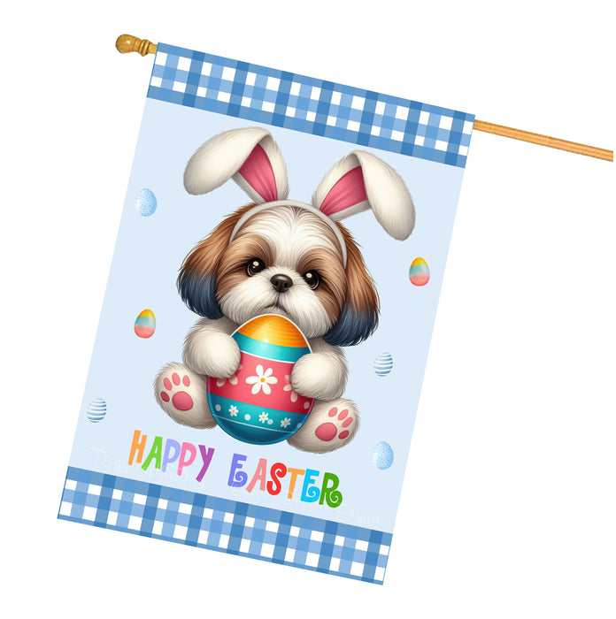 Shih Tzu Dog Easter Day House Flags with Multi Design - Double Sided Easter Festival Gift for Home Decoration  - Holiday Dogs Flag Decor 28" x 40"