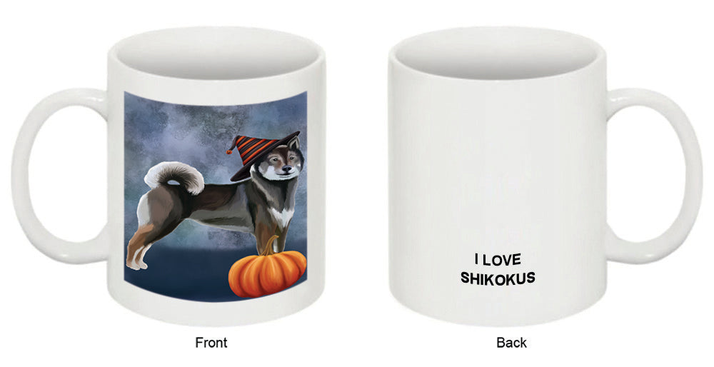 Happy Halloween Shikoku Dog Wearing Witch Hat with Pumpkin Coffee Mug MUG50325