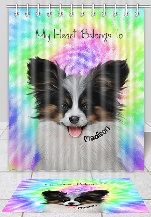 Add Your PERSONALIZED PET Painting Portrait on Tie Dye Bath Mat and Shower Curtain Combo