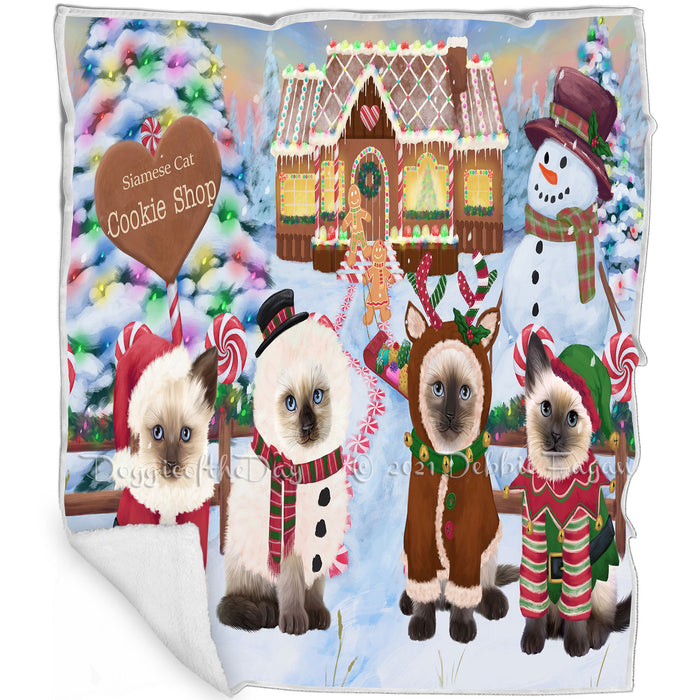 Holiday Gingerbread Cookie Shop Siamese Cats Blanket BLNKT129018