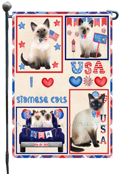 4th of July Independence Day I Love USA Siamese Cats Garden Flag GFLG66941