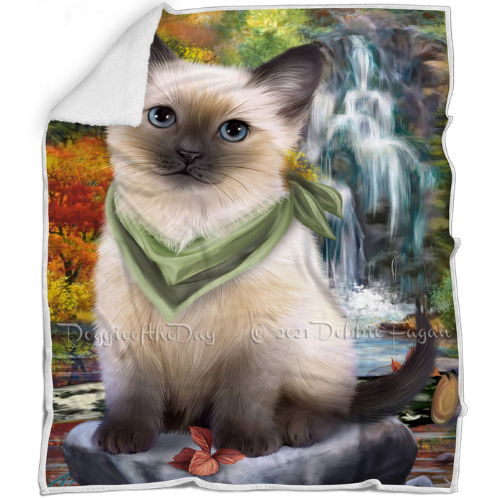 Scenic Waterfall Siamese Cat Blanket BLNKT84369
