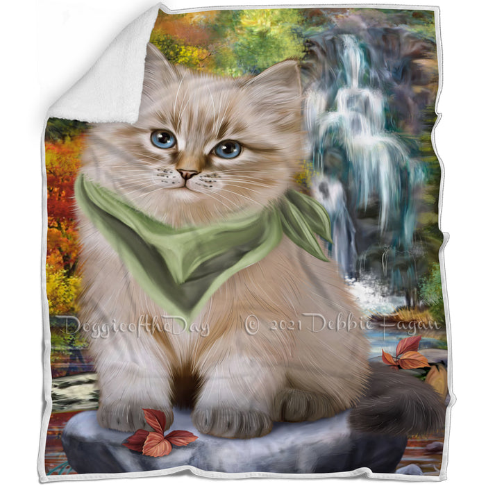 Scenic Waterfall Siamese Cat Blanket BLNKT84378