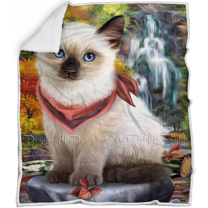 Scenic Waterfall Siamese Cat Blanket BLNKT84387