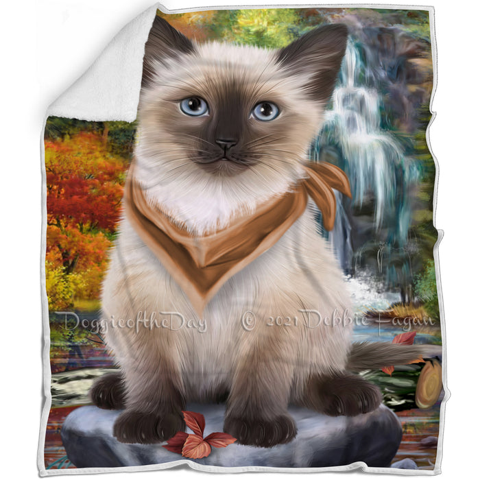 Scenic Waterfall Siamese Cat Blanket BLNKT84396