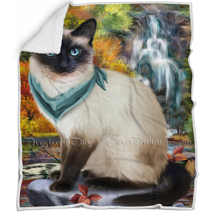 Scenic Waterfall Siamese Cat Blanket BLNKT84405