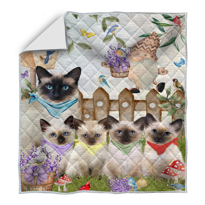 Siamese Blue Quilt: Explore a Variety of Personalized Designs, Custom, Bedding Coverlet Quilted, Pet and Cat Lovers Gift