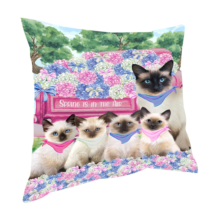 Siamese Cats Pillow, Explore a Variety of Personalized Designs, Custom, Throw Pillows Cushion for Sofa Couch Bed, Cat Gift for Pet Lovers