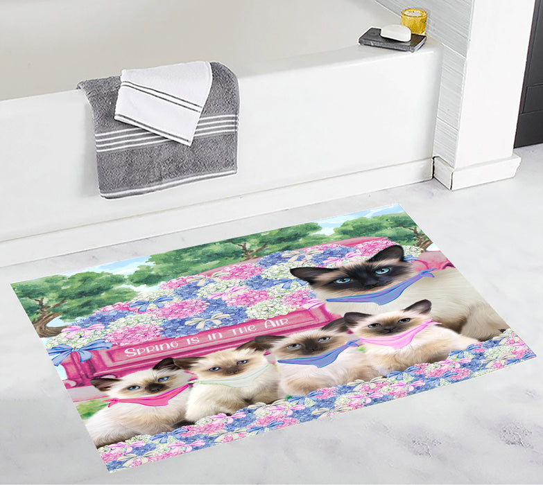 Siamese Blue Bath Mat, Anti-Slip Bathroom Rug Mats, Explore a Variety of Designs, Custom, Personalized, Cat Gift for Pet Lovers