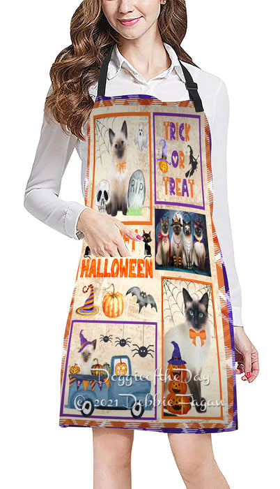 Happy Halloween Trick or Treat Siamese Cats Cooking Kitchen Adjustable Apron Apron49360