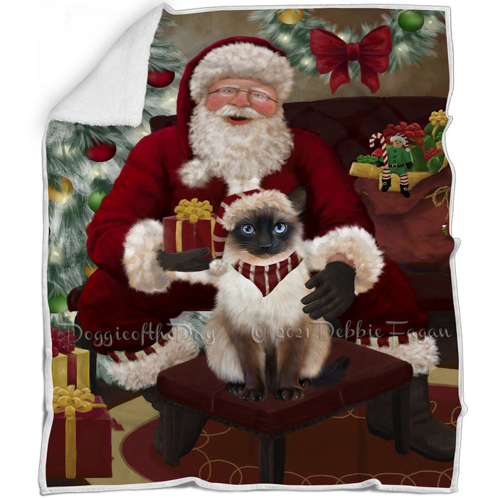 Santa's Christmas Surprise Siamese Cat Blanket BLNKT142413