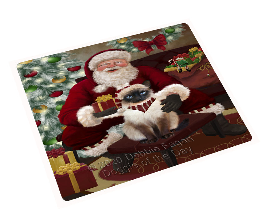 Santa's Christmas Surprise Siamese Cat Cutting Board - Easy Grip Non-Slip Dishwasher Safe Chopping Board Vegetables C78748