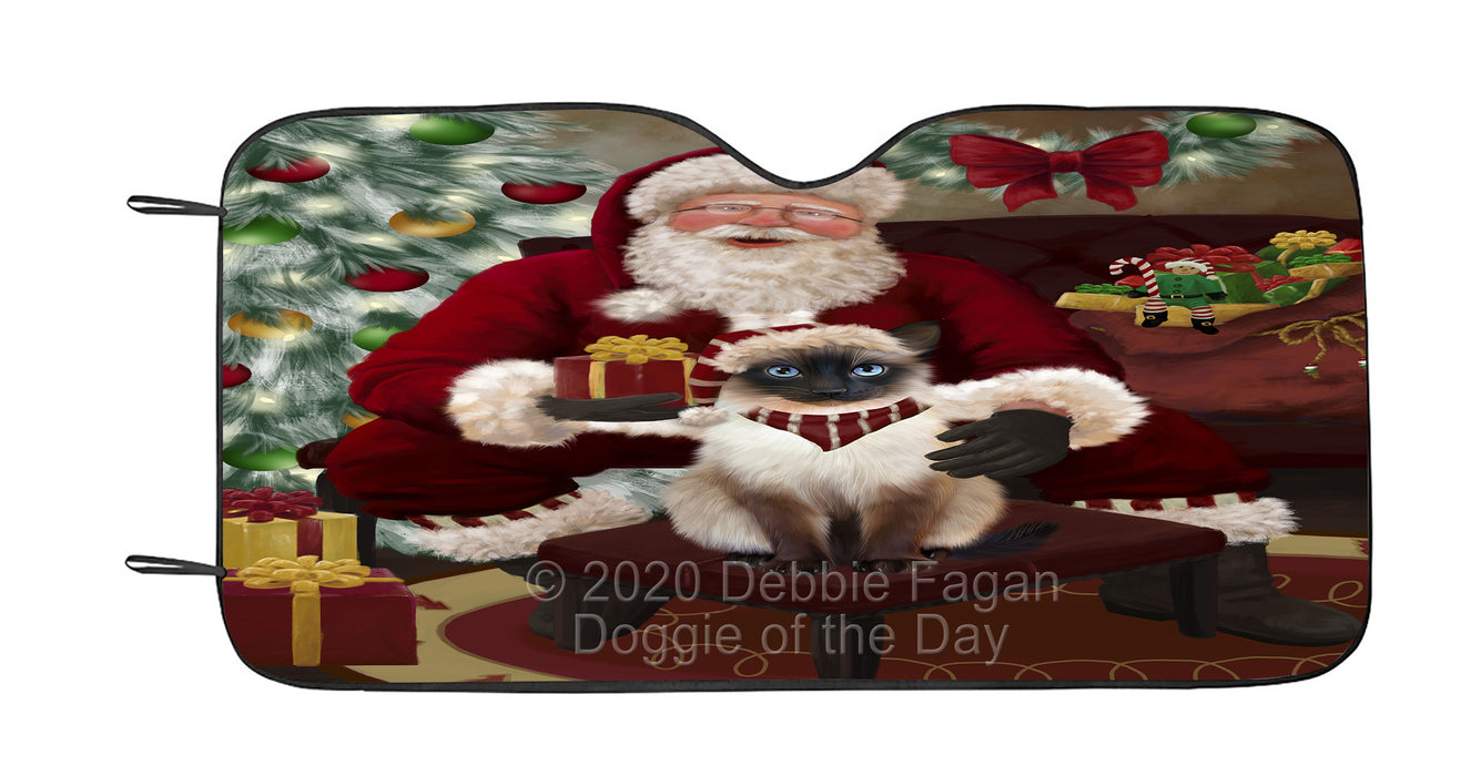 Santa's Christmas Surprise Siamese Cat Car Sun Shade Cover Curtain