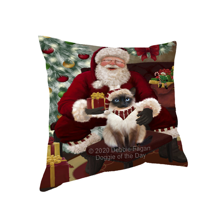 Santa's Christmas Surprise Siamese Cat Pillow PIL87344