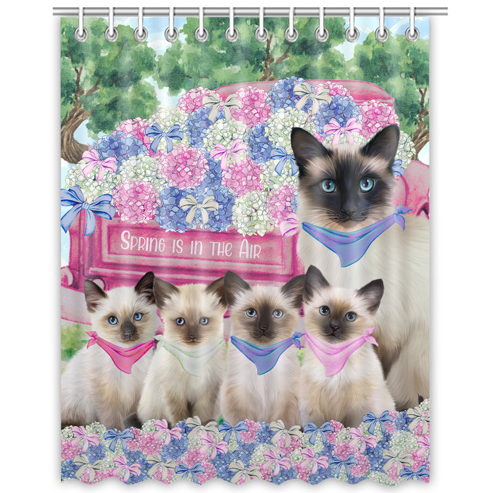 Siamese Shower Curtain, Explore a Variety of Custom Designs, Personalized, Waterproof Bathtub Curtains with Hooks for Bathroom, Gift for Cat and Pet Lovers