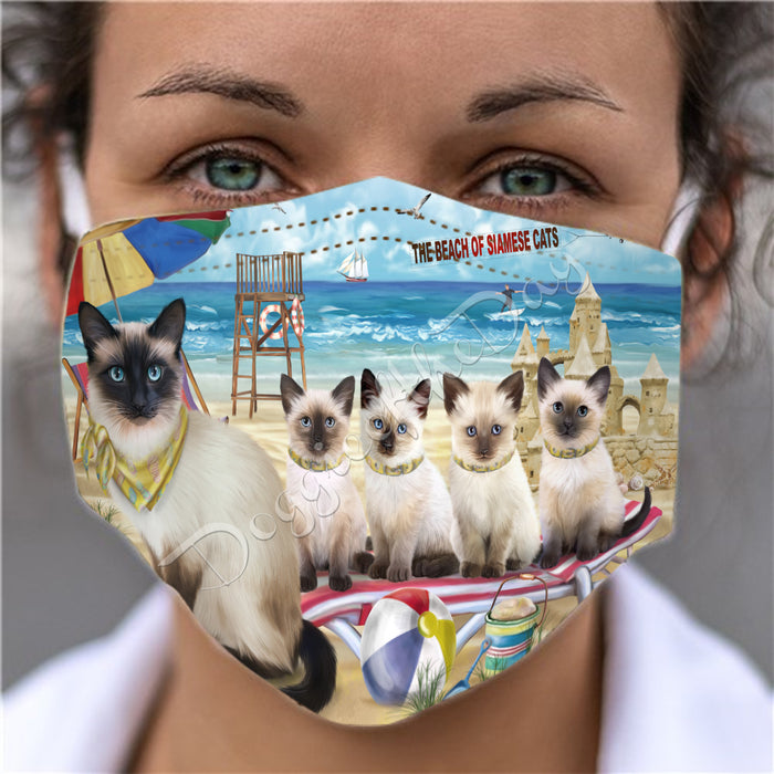 Pet Friendly Beach Siamese Cats Face Mask FM49140