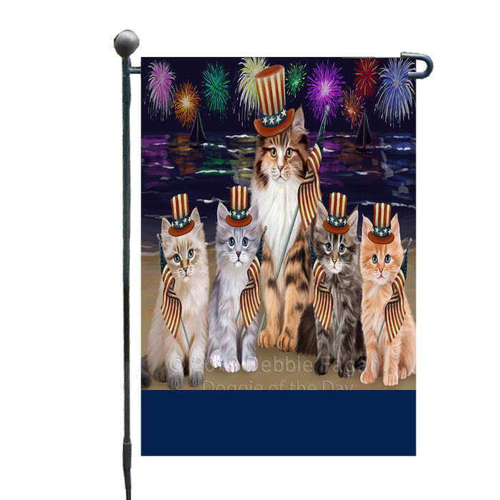 Personalized 4th of July Firework Siberian Cats Custom Garden Flags GFLG-DOTD-A58096