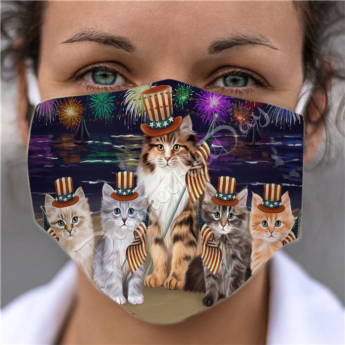 4th of July Independence Day Siamese Cats Face Mask FM49442