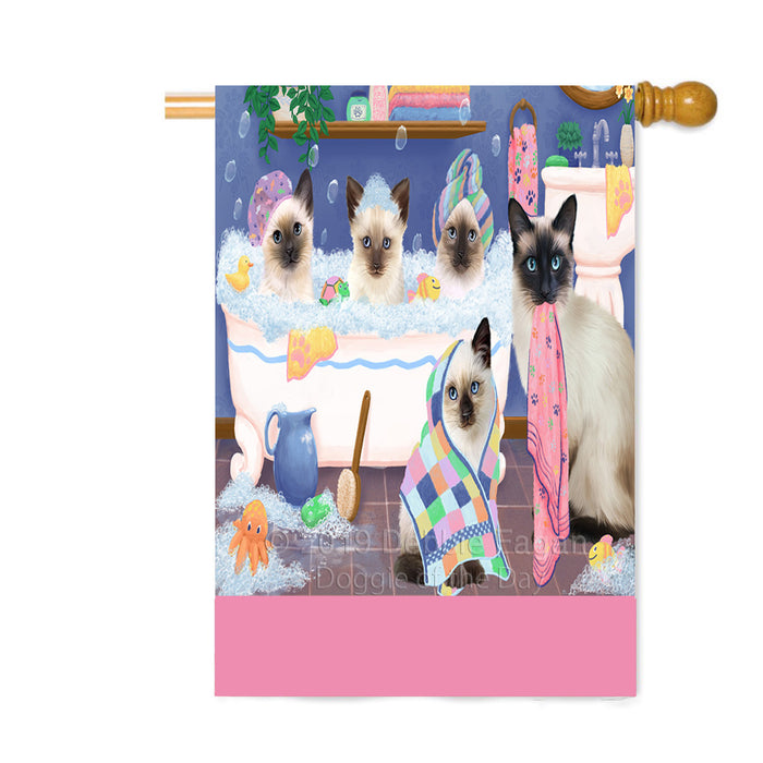Personalized Rub A Dub Dogs In A Tub Siamese Cats Custom House Flag FLG64376