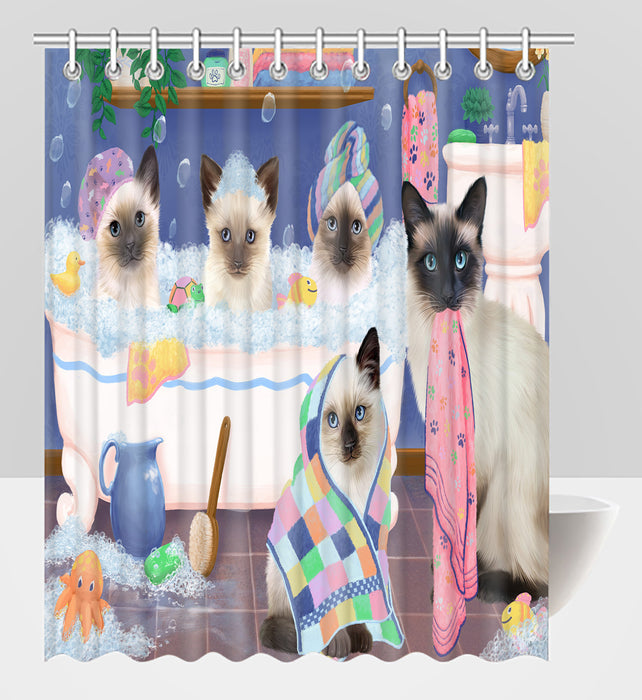 Rub A Dub Dogs In A Tub Siamese Cats Shower Curtain