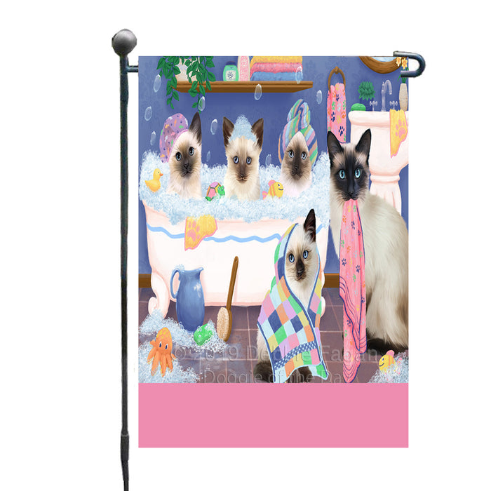 Personalized Rub A Dub Dogs In A Tub Siamese Cats Custom Garden Flag GFLG64911