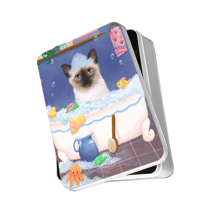 Rub A Dub Dog In A Tub Siamese Cat Photo Storage Tin PITN57394