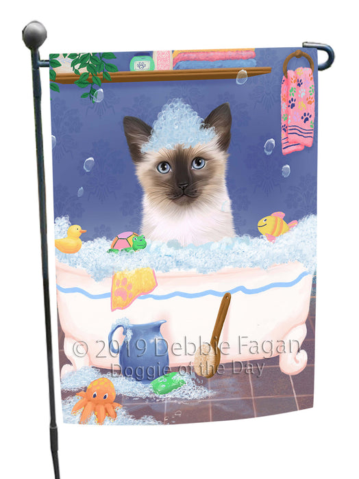 Rub A Dub Dog In A Tub Siamese Cat Garden Flag GFLG66307