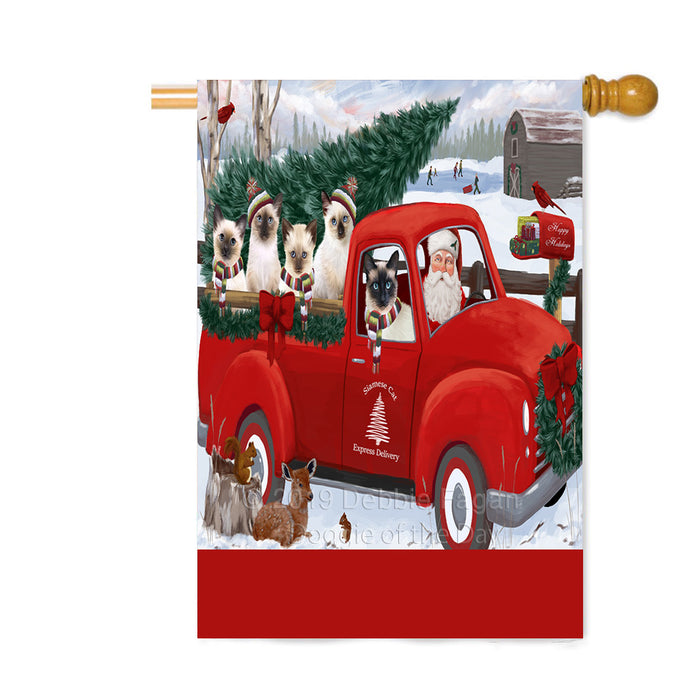 Personalized Christmas Santa Red Truck Express Delivery Siamese Cats Custom House Flag FLG-DOTD-A57741