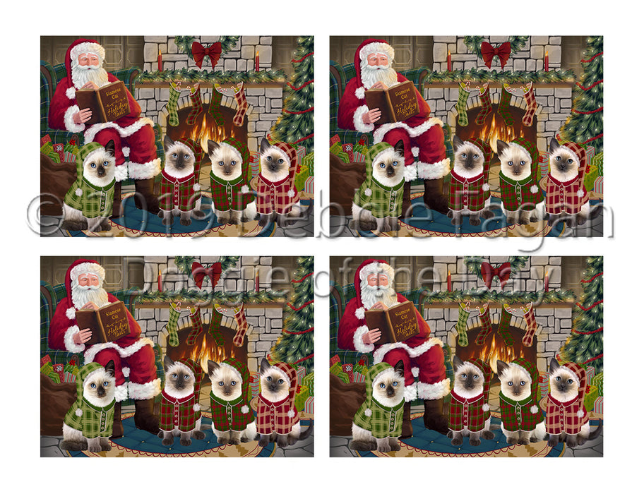Christmas Cozy Holiday Fire Tails Siamese Cats Placemat
