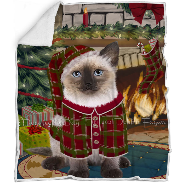 The Stocking was Hung Siamese Cat Blanket BLNKT120018