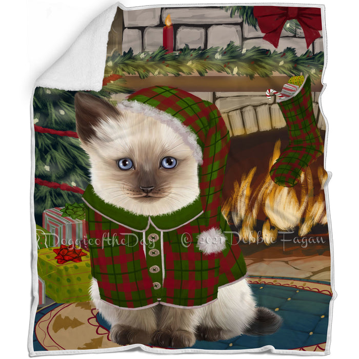 The Stocking was Hung Siamese Cat Blanket BLNKT120027