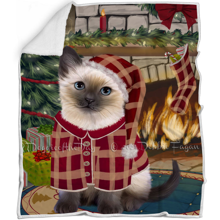 The Stocking was Hung Siamese Cat Blanket BLNKT120036