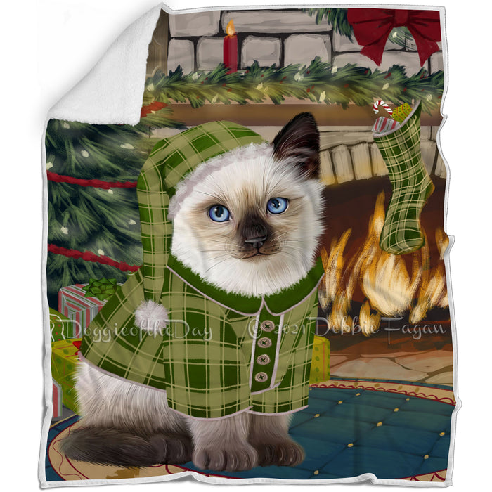 The Stocking was Hung Siamese Cat Blanket BLNKT120045