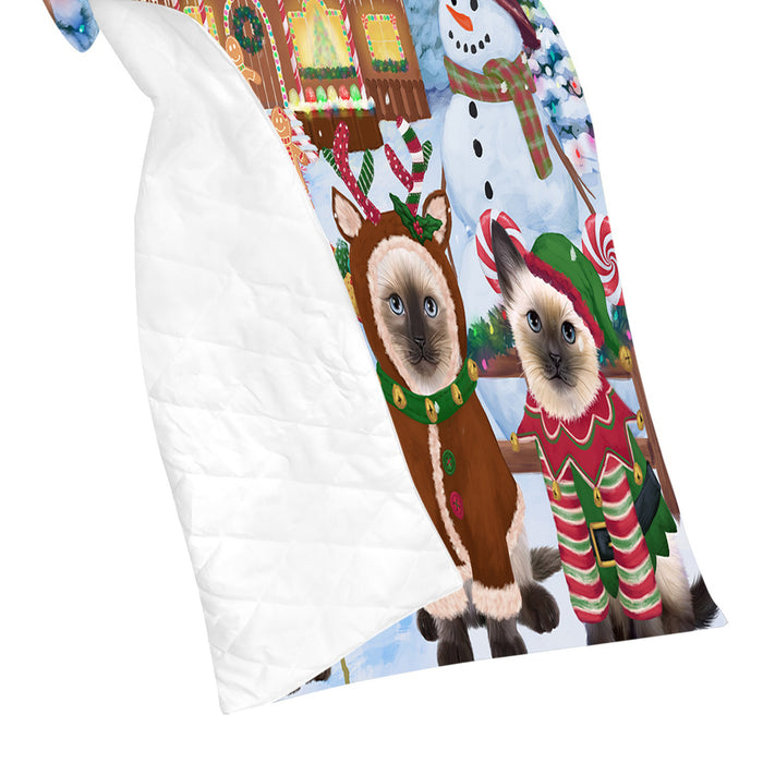 Holiday Gingerbread Cookie Siamese Cats Quilt