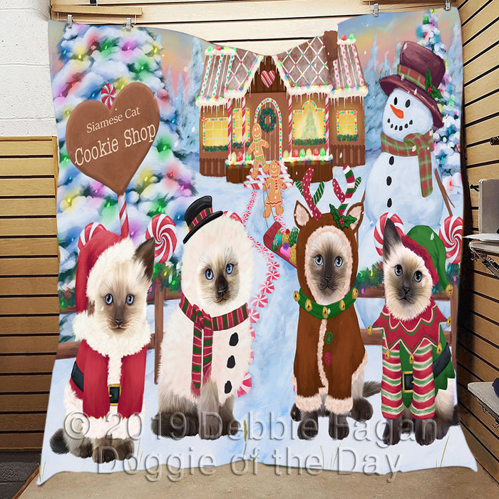 Holiday Gingerbread Cookie Siamese Cats Quilt