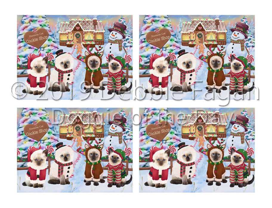 Holiday Gingerbread Cookie Siamese Cats Placemat