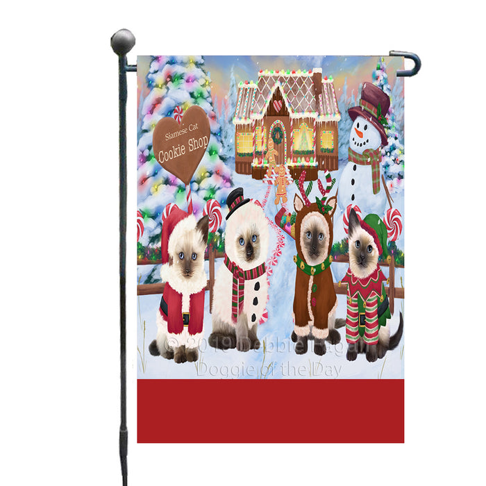 Personalized Holiday Gingerbread Cookie Shop Siamese Cats Custom Garden Flags GFLG-DOTD-A59240