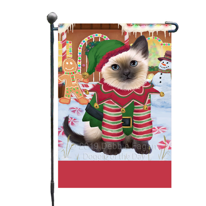 Personalized Gingerbread Candyfest Siamese Cat Custom Garden Flag GFLG64182