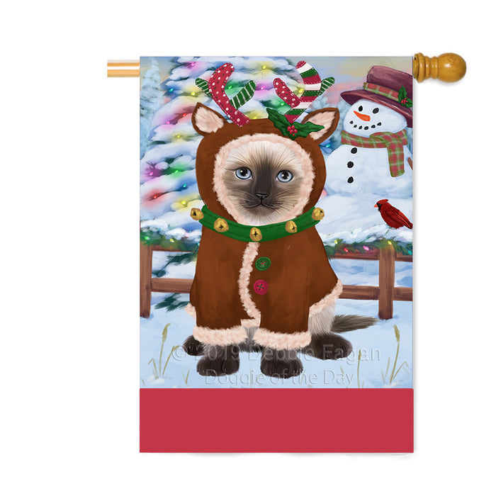 Personalized Gingerbread Candyfest Siamese Cat Custom House Flag FLG63966